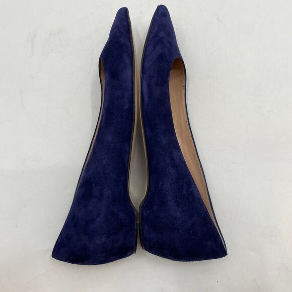 Stuart Weitzman 38 navy blue pointed toe suede flats - Picture 4 of 7